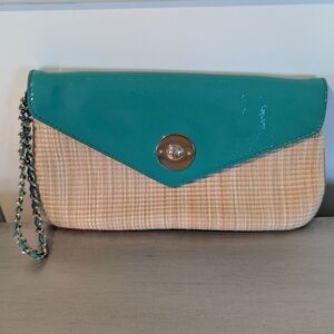 Cole Haan NWOT Green Genevieve Straw Clutch